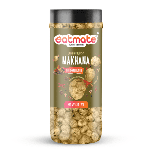 Eatmate Phool Makhana 70g | Roasted Fox Nuts | Khurram Munch Flavored | Light and Crunchy Lotus Puffs Snack | Rich In Protein & Fiber Snack for Daily Snacking and Fasting (70g, Pack of 1)