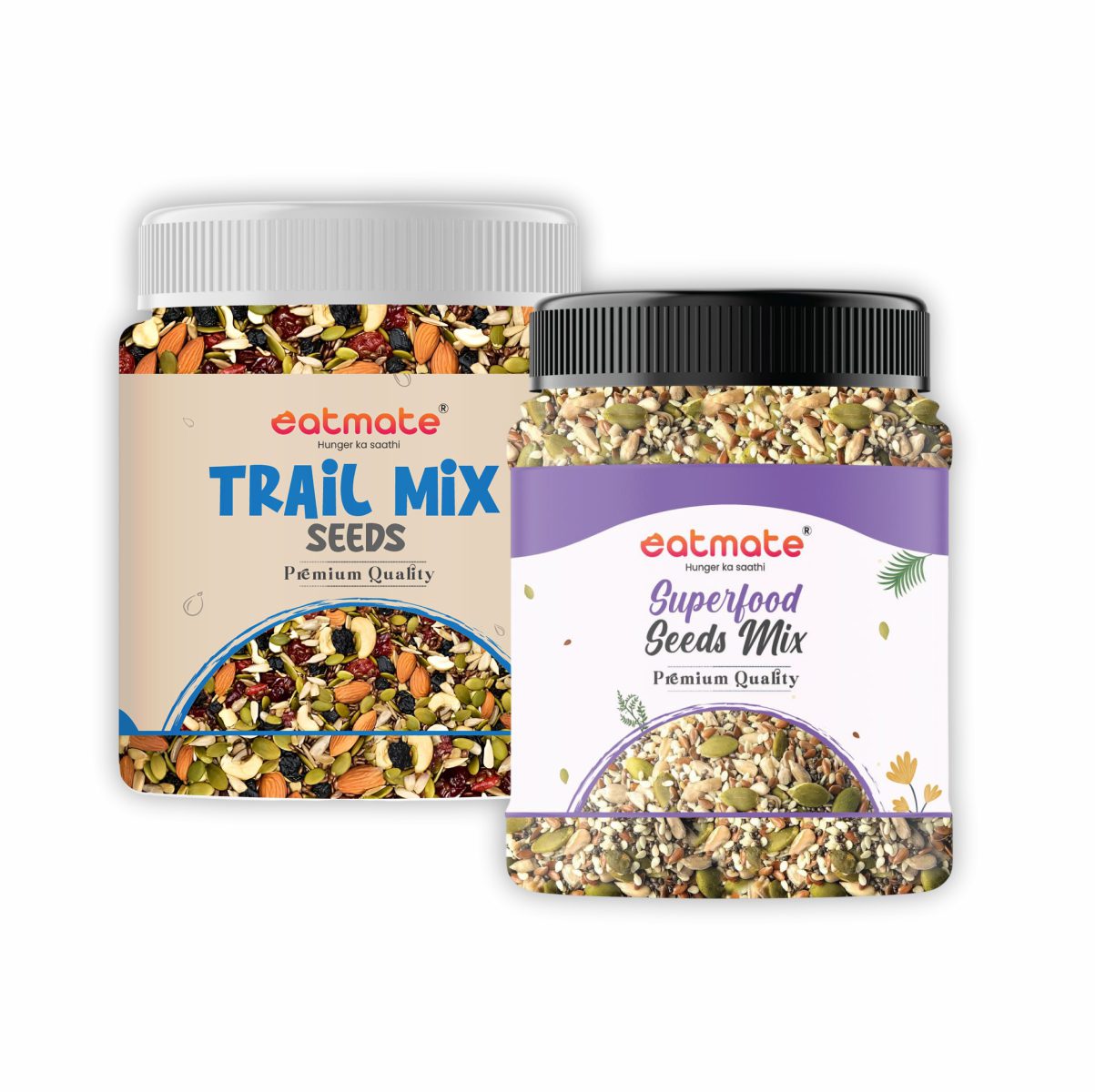 Eatmate Trail Mix + Superfood Premium Mix Combo | 500g Each | Pack of 2 | Healthy Dry Fruits & Seeds Mix