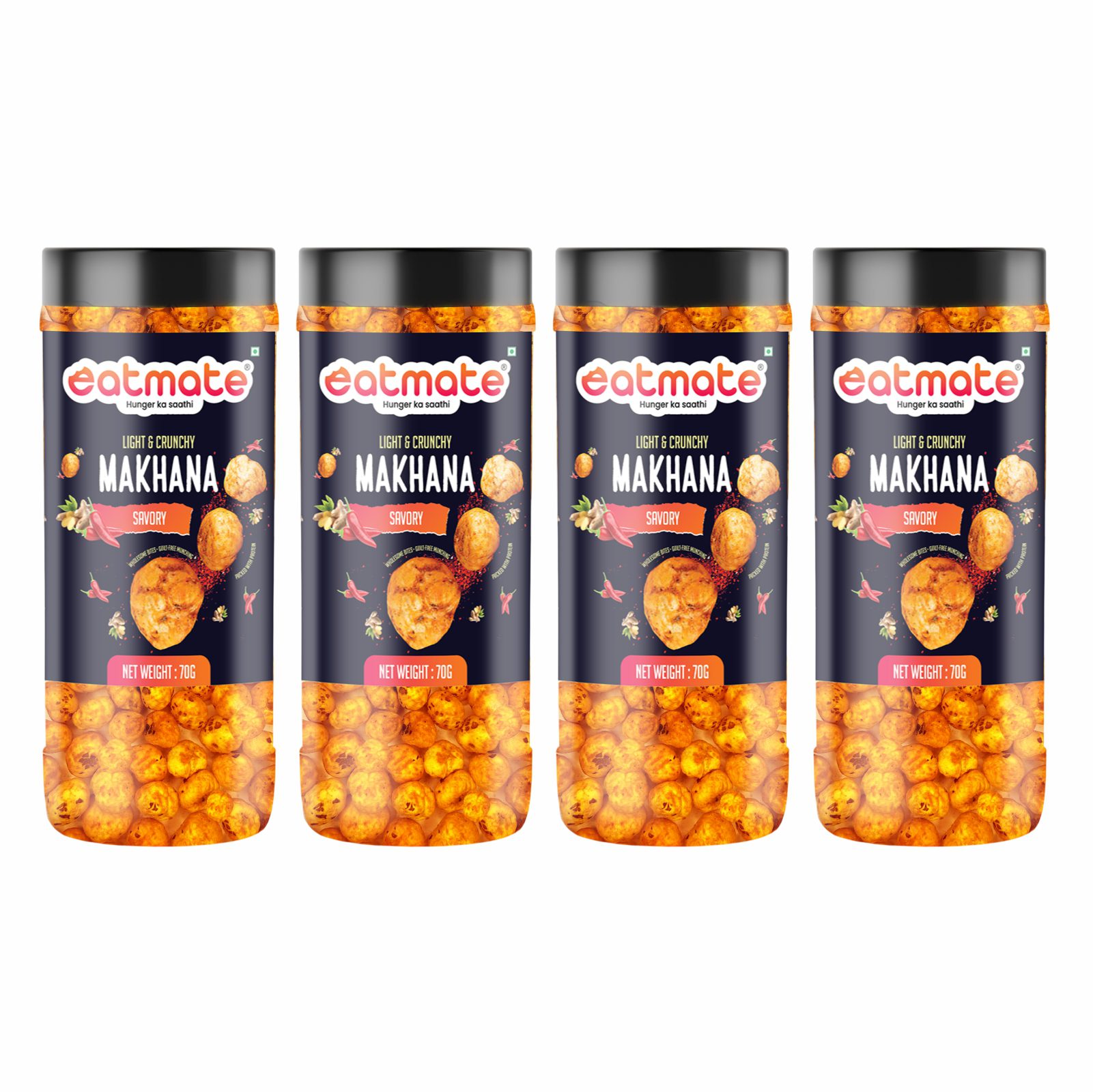 Eatmate Savory Makhana | (70g Each, Pack of 4) Combo