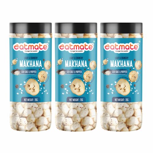Eatmate Sea Salt & Pepper Makhana | (70g Each, Pack of 3) Combo