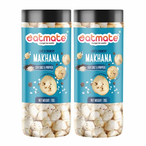 Eatmate Sea Salt & Pepper Makhana | (70g Each, Pack of 2) Combo