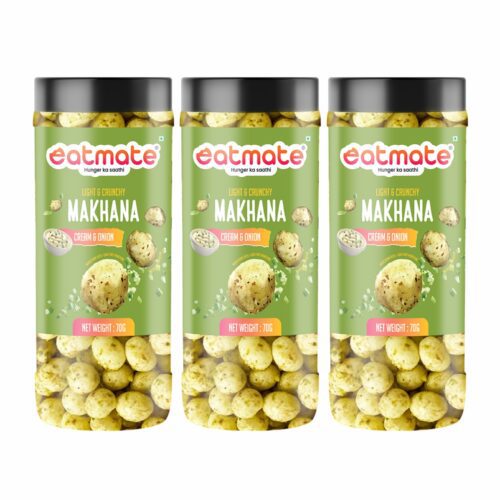 Eatmate Cream & Onion Makhana  (70g Each, Pack of 3) Combo