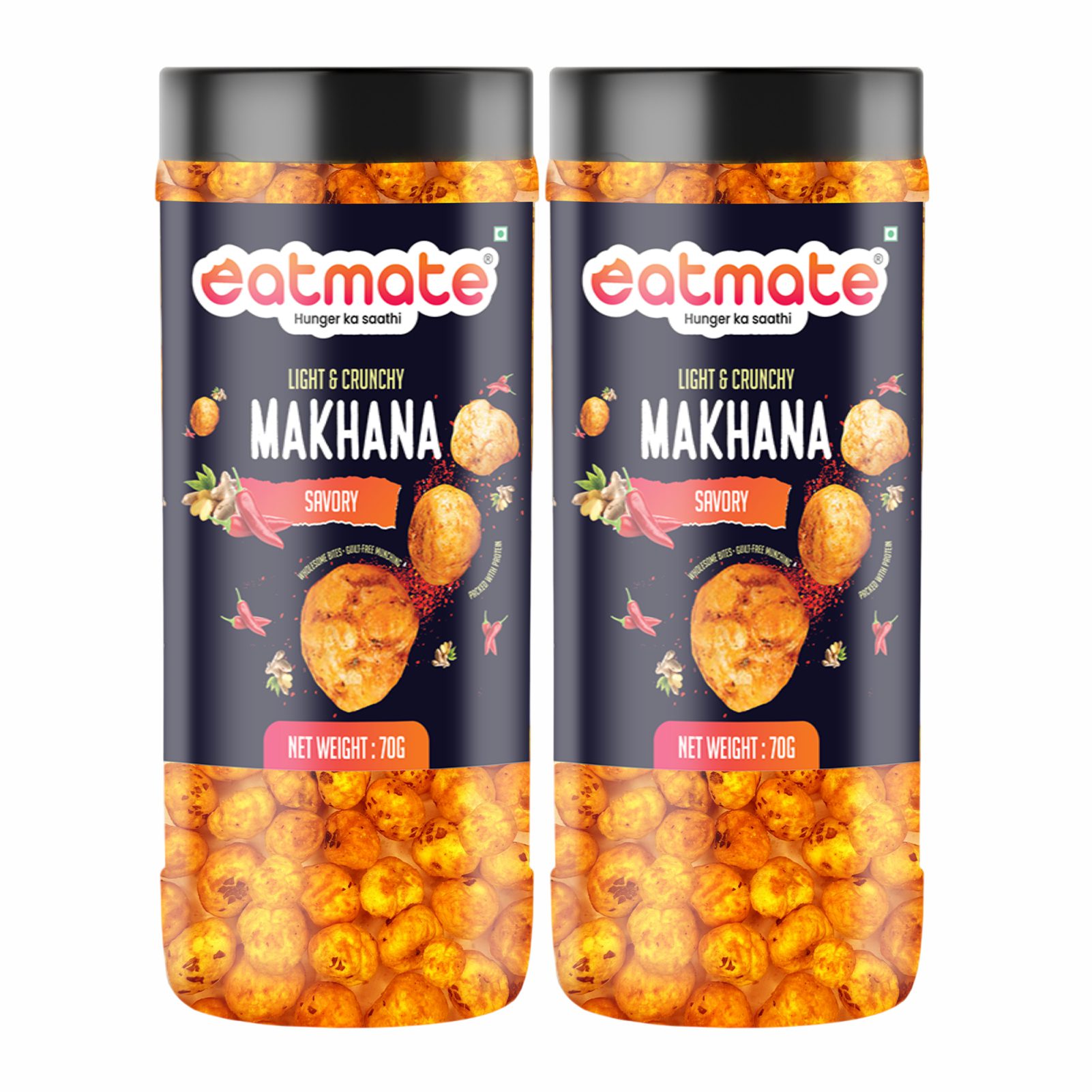 Eatmate Savory Makhana | (70g Each, Pack of 2) Combo