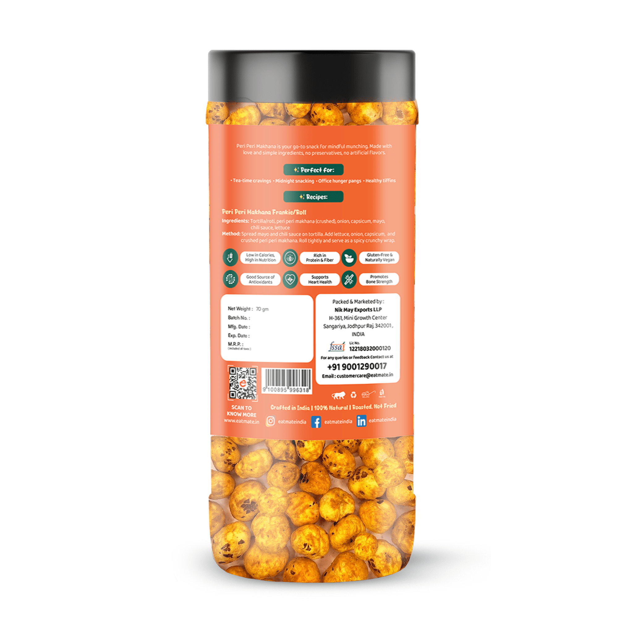 Peri Peri Makhana | (70g Each, Pack of 4) Combo - Image 3
