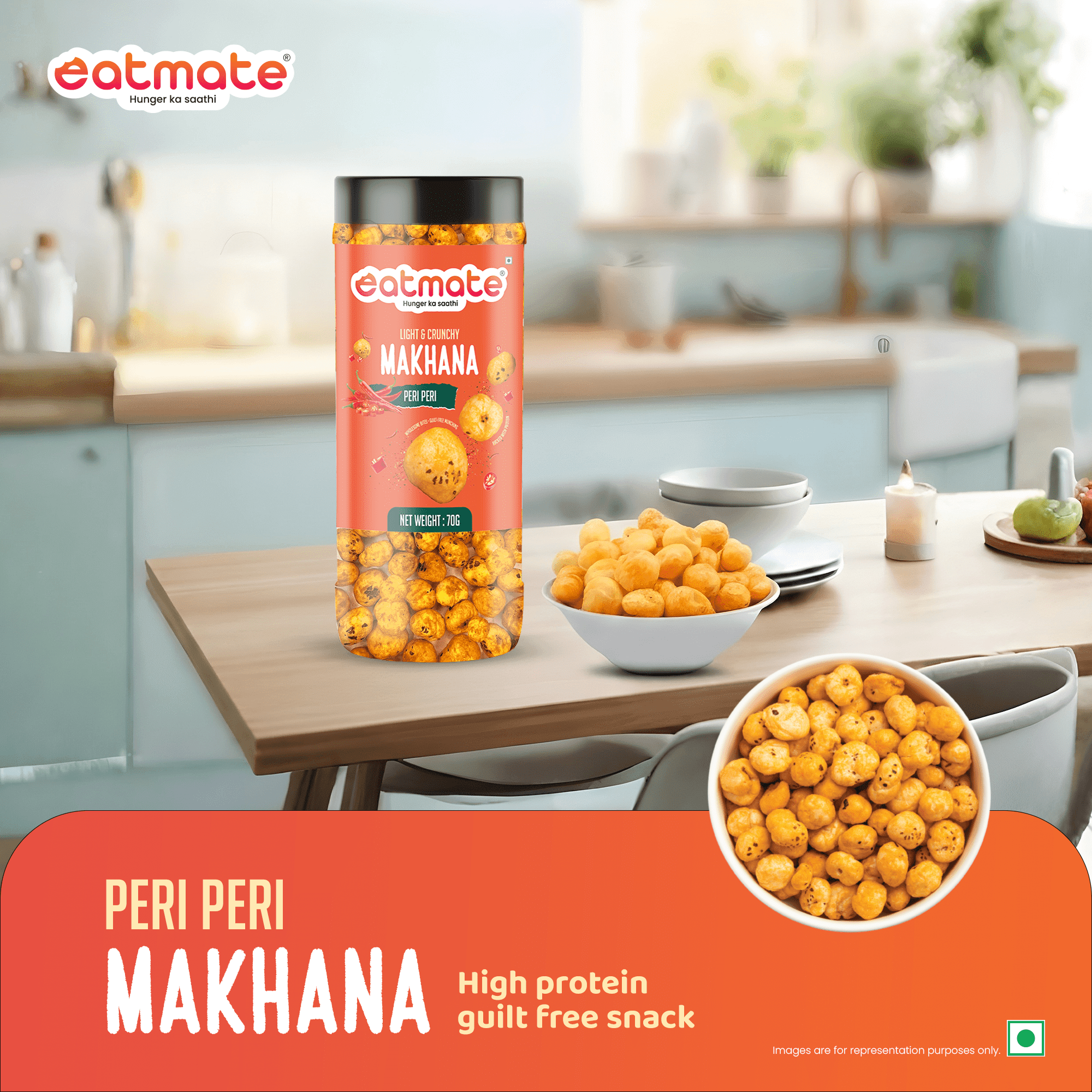Peri Peri Makhana | (70g Each, Pack of 4) Combo - Image 5