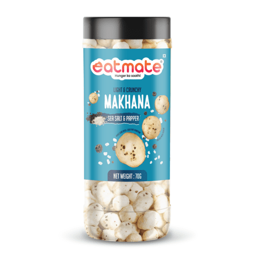 Eatmate Sea Salt and Papper Flavoured Phool Makhana | Light and Crunchy Fox Nuts Snack | Roasted Makhana for Healthy Snacking and Fasting | Lotus Puffs | No Added Preservatives (70g Each, Pack of 1)
