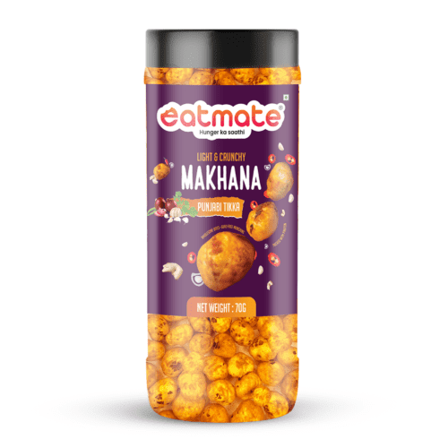 Eatmate Phool Makhana 70g | Roasted Fox Nuts | Punjabi Tikka Flavored | Light and Crunchy Lotus Puffs Snack | Rich In Protein & Fiber Snack for Daily Snacking and Fasting (70g, Pack of 1)