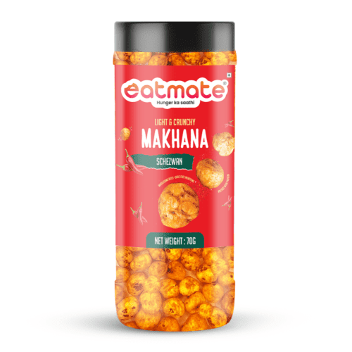 Eatmate Phool Makhana 70g | Roasted Fox Nuts | Schezwan Flavored | Light and Crunchy Lotus Puffs Snack | Rich In Protein & Fiber Snack for Daily Snacking and Fasting (70g, Pack of 1)