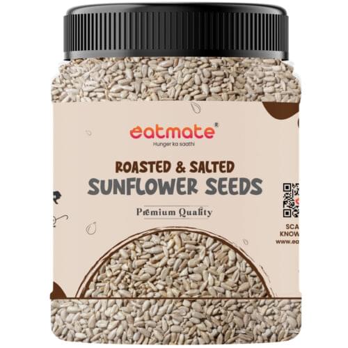 Eatmate Roasted and Salted Sunflower High Fiber Protein Raw Seeds with Vitamin E and Magnesium | Natural Vegetarian Surajmukhi Seeds for Eating, Snacking, Diet and Daily Nutrition (250g)
