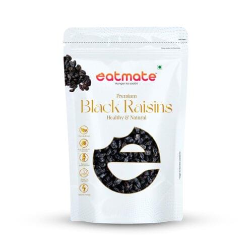 Eatmate Premium Black Raisins Seedless 250g | Kali Kishmish, Kali Draksh | Naturally Sweet Dried Fruit | Rich in Fiber & Iron | Non-GMO, Gluten-Free | Healthy Snacking, Cooking & Baking | Pure & Fresh Dry Fruits